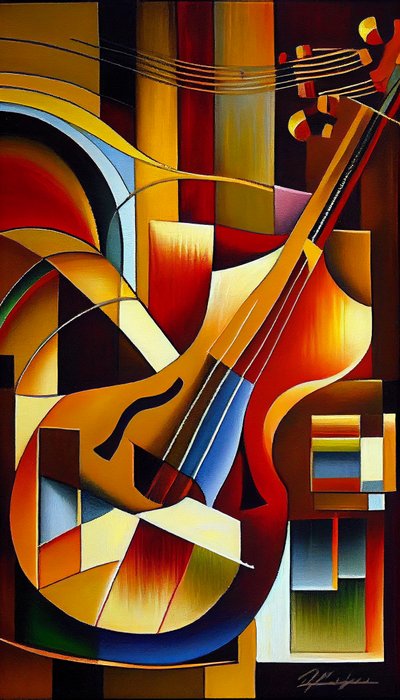 Strumento musicale, pittura astratta da F. Abderrahim