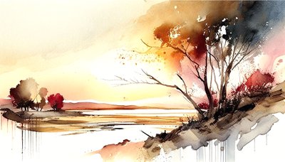 Natura e paesaggio, pittura astratta orizzontale da F. Abderrahim