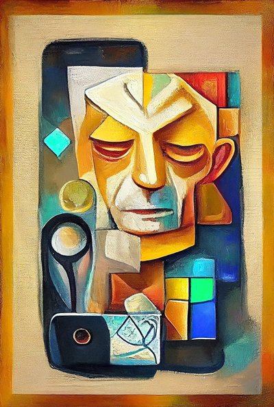 Arte ispirata a Picasso, pittura surrealista astratta da F. Abderrahim