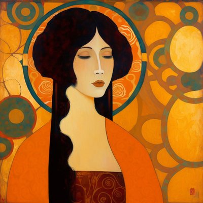 Ritratto di giovane donna giapponese con occhi chiusi da F. Abderrahim