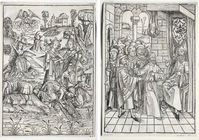 Der Schatzbehalter: Mosè Trovato dalla Figlia del Faraone (recto); Der Schatzbehalter: Cristo davanti a Caifa (verso) da firm of Christophe Philippe Oberkampf
