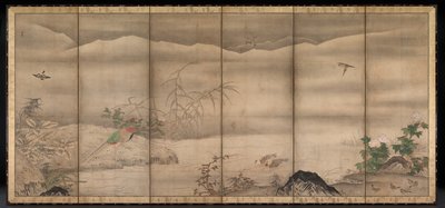 Uccelli e fiori in un paesaggio delle quattro stagioni da follower of Sesshū Tōyō
