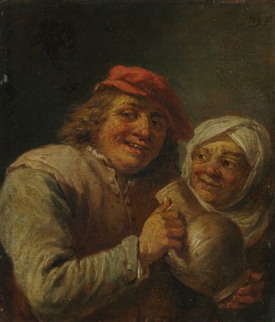 Vecchio e vecchia da imitator of David Teniers