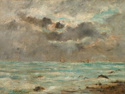 La costa a Trouville da imitator of Eugène Boudin