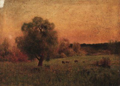 Mucche in un campo da imitator of George Inness
