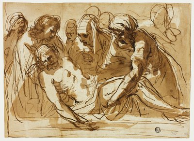 Deposizione (recto); Vergine col Bambino e il piccolo Giovanni Battista (verso) da imitator of Guercino