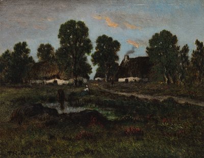 Cottage vicino a Larchant da imitator of Théodore Rousseau