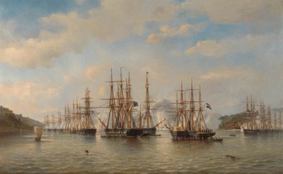 Squadre olandesi, inglesi, francesi e americane nelle acque giapponesi durante la spedizione guidata dal comandante francese Constant Jaurès, settembre 1864 da jonkheer Jacob Eduard van Heemskerck