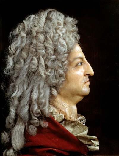 Ritratto di Re Luigi XIV (1638-1715). Cera e tessuto di Antoine Benoist dit du Cercle (1632-1717). Circa 1705. Versailles, museo del castello da or Benoit du Cercle Antoine Benoist
