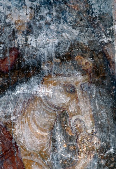 Cavallo, affresco nella chiesa di Agia Paraskevi, Anisaraki, Creta, Grecia da Theodore Charles Ange Coquelin