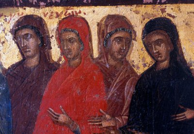 Donne pie, pannello di legno nella chiesa bizantina di Palea Roumata, Creta, Grecia da Theodore Charles Ange Coquelin