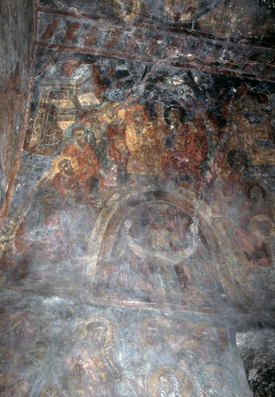 Santi, affresco sul soffitto della chiesa di Agia Paraskevi, Anisaraki, Creta, Grecia da Theodore Charles Ange Coquelin