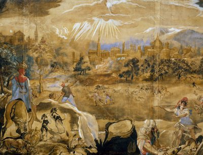 Caccia al cervo (con vista ideale di Firenze sullo sfondo), dettaglio, c.1565 da or Zuccaro Federico Zuccari