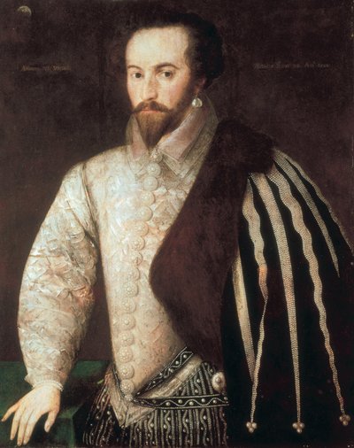 Ritratto di Sir Walter Raleigh (1554 - 1618). Dipinto attribuito a Federico Zuccaro (o Zuccari) (1549 - 1609). 1588. Londra, National Portrait Gallery. da or Zuccaro Federico Zuccari