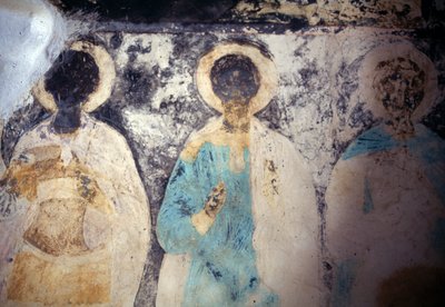 Figure di santi, affresco nel monastero di Taxiarhis Mihail Roukouniotis, Panormitis, isola di Symi, Grecia da Unbekannt Unbekannt