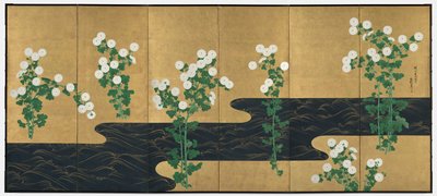 Crisantemi vicino a un ruscello da possibly by Ogata Kōrin