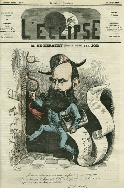Caricatura di Emile Keratry (1832-1904), politico francese. Copertina in 