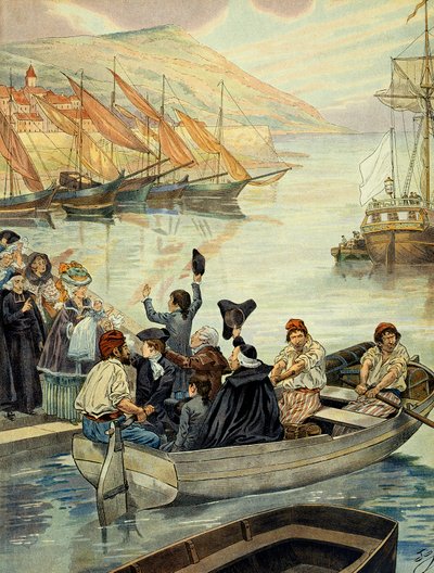 Partiti da Ajaccio in Corsica il 15 dicembre 1778; Carlo Bonaparte (1746-1785) salpò per Marsiglia con i suoi figli Giuseppe Bonaparte (1768-1844) e Napoleone I Bonaparte (1769-1821) e suo cognato Giuseppe Fesch (1763-1839) per andare a Versailles. da pseudonym for Onfray de Breville Jacques Job