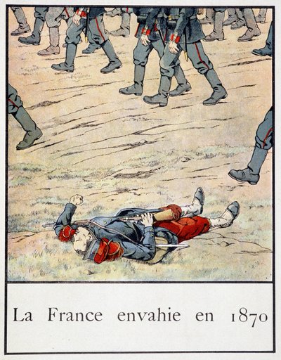 La Francia invasa nel 1870 (un soldato morto sul campo di battaglia) - in "Petite histoire de France" di Jacques Bainville, ed. Mane da pseudonym for Onfray de Breville Jacques Job
