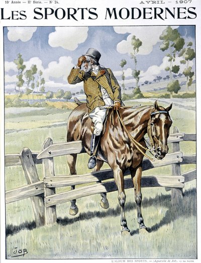 Equitazione: “la rottura” - acquerello di Job, ca. in “sport moderni” da pseudonym for Onfray de Breville Jacques Job