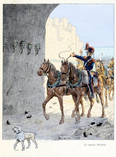 Illustrazione dal libro A la gloire des betes, testo di A Fabre, disegni di Jacques Marie Gaston Onfray de Breville dit JOB: Il barboncino Mitraille da pseudonym for Onfray de Breville Jacques Job
