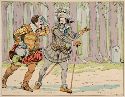 Illustrazione tratta dal libro "Le bon roy Henri", illustrata da Jacques Marie Gaston Onfray de Breville detto JOB (1858-1931): Enrico IV concede il suo perdono a Carlo di Lorena (1554-1611) Duca di Mayenne dopo averlo costretto a un po