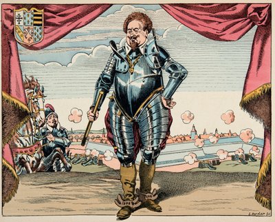 Illustrazione tratta dal libro "Le bon roy Henri", illustrata da Jacques Marie Gaston Onfray de Breville detto JOB (1858-1931): Ritratto di Carlo di Lorena (1554-1611), Duca di Mayenne, leader militare della Lega, nemico di Enrico IV - Collezione privata da pseudonym for Onfray de Breville Jacques Job