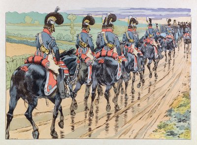 Jacques Marie Gaston Onfray de Breville detto JOB (1858 - 1931); Illustrazione dal libro Les épées de France: Scorta imperiale che accompagna Napoleone; Coll, Part da pseudonym for Onfray de Breville Jacques Job
