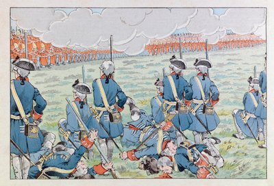 Jacques Marie Gaston Onfray de Breville detto JOB (1858-1931); Illustrazione dal libro "Les épées de France": La battaglia di Fontenoy l