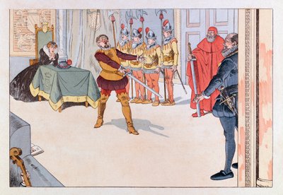 Jacques Marie Gaston Onfray de Breville detto JOB (1858-1931); Illustrazione dal libro "Les épées de France": Pezzo teatrale del XIX secolo; Coll, Part da pseudonym for Onfray de Breville Jacques Job