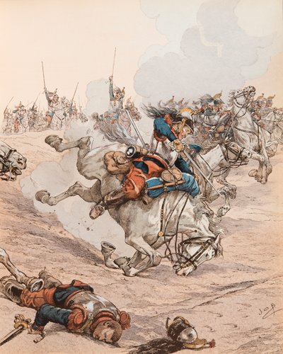 Carica delle corazzate alla Battaglia di Reichshoffen nel 1870 da pseudonym for Onfray de Breville Jacques Job