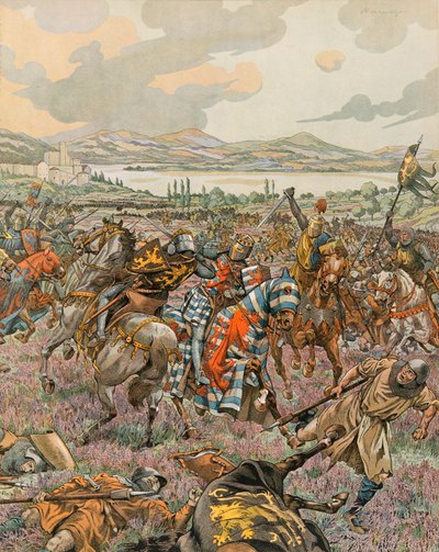 Jacques Marie Gaston Onfroy de Breville dit JOB - Storia del Belgio: Giovanni I Duca di Brabante vittorioso nella Battaglia di Woeringen nel 1288 durante la Guerra di Successione del Limburgo e dà autonomia al Brabante dalla Germania, Collezione Privata da pseudonym for Onfray de Breville Jacques Job