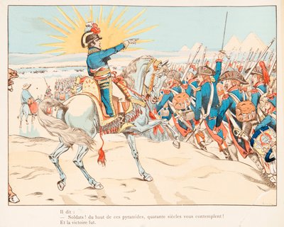 Napoleone Bonaparte alla Battaglia delle Piramidi nel 1798, Collezione Privata da pseudonym for Onfray de Breville Jacques Job