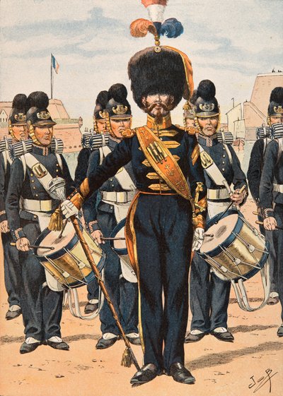Jacques Marie Gaston Onfroy de Breville dit JOB - Uniforme delle truppe francesi di tutti i tempi: Tamburino Maggiore delle Squadre della Flotta (1837), Collezione Privata da pseudonym for Onfray de Breville Jacques Job