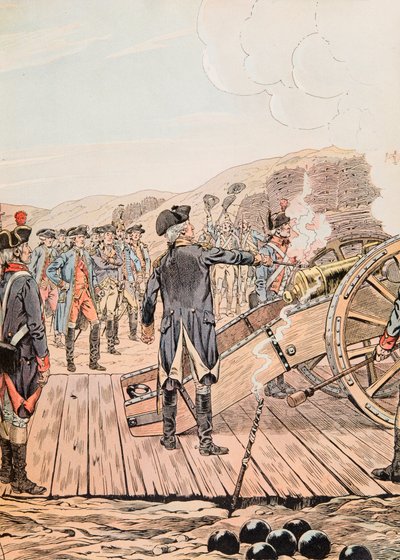 Jacques Marie Gaston Onfray de Breville detto JOB (1858-1931) - Il primo colpo di cannone al quartier generale di Yorktown nel settembre 1781 da pseudonym for Onfray de Breville Jacques Job