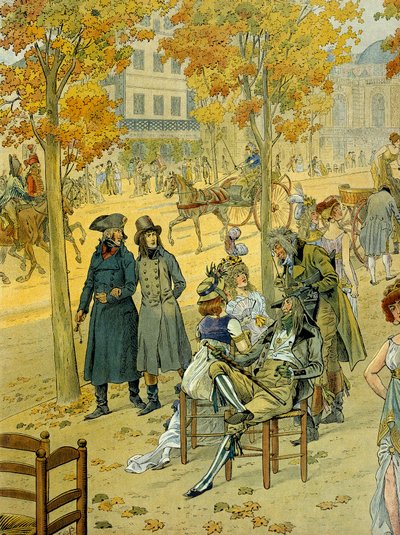 Jean Andoche Junot (Jean-Andoche) (1771-1813) e Napoleone I Bonaparte (1769-1821) passeggiano lungo il Boulevard de Coblenz a Parigi davanti all