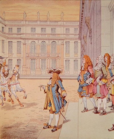 Luigi XIV nel cortile di Versailles pronuncia la sua celebre frase 