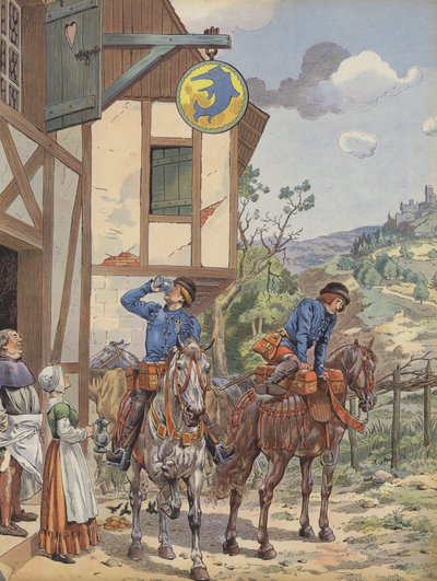 Messaggeri che si rinfrescano in una locanda lungo la strada da pseudonym for Onfray de Breville Jacques Job