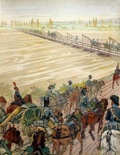 Napoleone I e il suo esercito attraversano il Reno il 1 ottobre 1805. In 