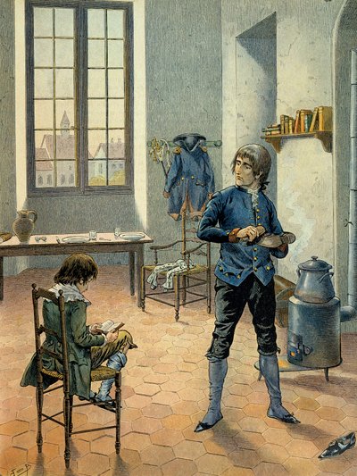 Napoleone I Bonaparte in guarnigione ad Auxonne con suo fratello Luigi Bonaparte tra il 1788 e il 1789. Illustrazione di Jacques Marie Gaston Onfray de Breville dit JOB da pseudonym for Onfray de Breville Jacques Job