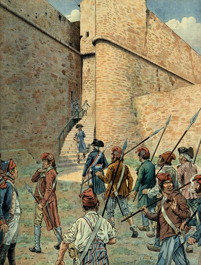 Napoleone I Bonaparte (1769-1821) esplorato alla piazza forte di Antibes il 10 agosto da pseudonym for Onfray de Breville Jacques Job