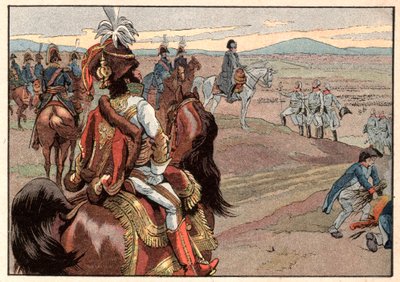 Napoleone I Bonaparte con Joachim Murat durante la resa di Ulm nel 1805. Incisione di Jacques Marie Gaston Onfray de Breville dit Job (1858-1931) da pseudonym for Onfray de Breville Jacques Job