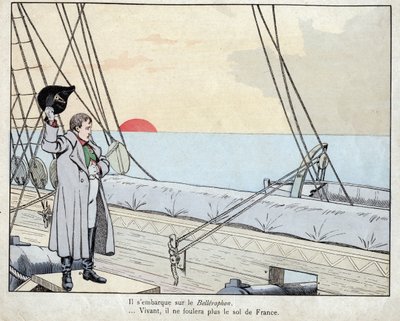 Napoleone a bordo della HMS Bellerophon 1815 - litografia di Job (Jacques Onfroy de Bréville) da "Le Grand Napoléon des Petites Enfants" 1893 da pseudonym for Onfray de Breville Jacques Job