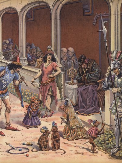 Artisti che intrattengono il vecchio re Luigi XI di Francia da pseudonym for Onfray de Breville Jacques Job