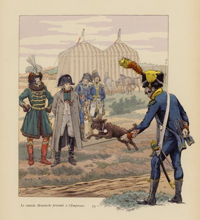 Il cane Moustache presentato a Napoleone da pseudonym for Onfray de Breville Jacques Job