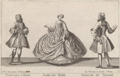 Perruque à Face/Dame en Robe/Manche en Pagode da published by Jacques Chéreau