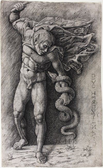 Fauno che Attacca un Serpente da school of Andrea Mantegna