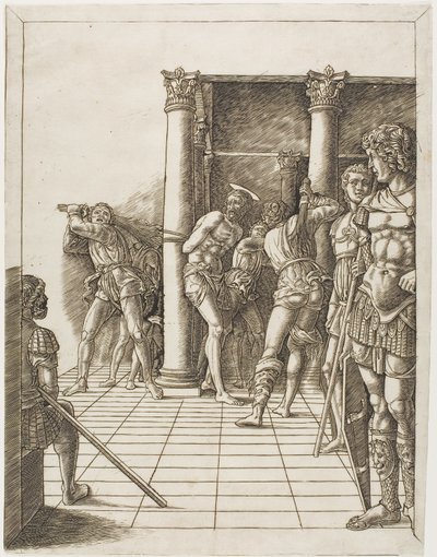 La Flagellazione di Cristo, con il Pavimento da school of Andrea Mantegna