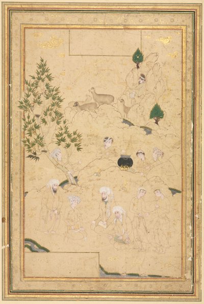 Picnic in montagna; Illustrazione a pagina singola da style of Muhammadi