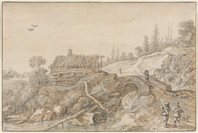 Paesaggio collinare con capanna accanto a un ruscello, 1627 da van de Velde Esaias